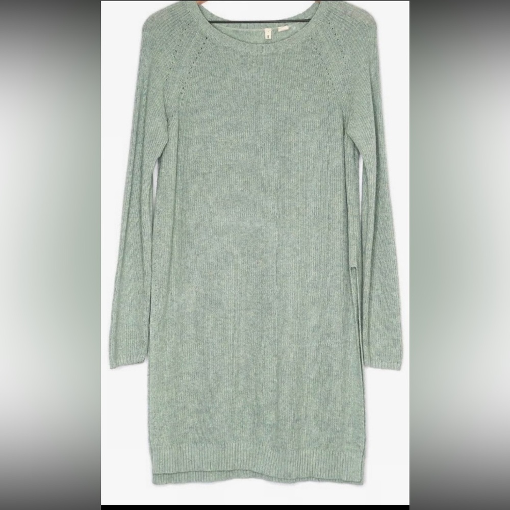 Green Ribbed Knit Sweater